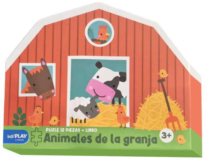 BOOK + PUZLE 12 PIEZAS - Animales de la granja