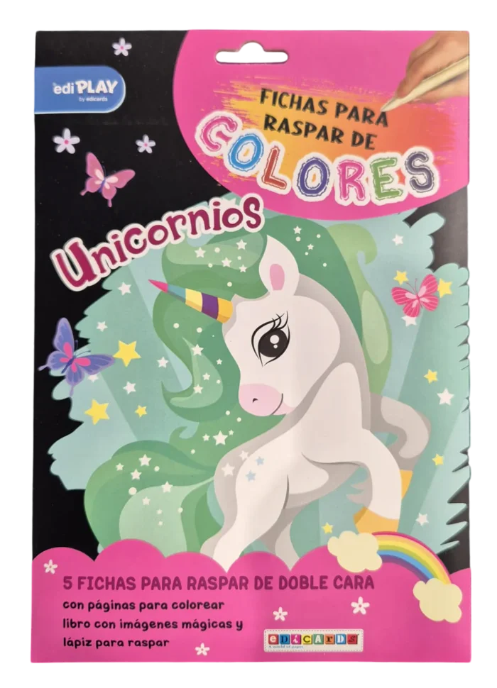 FICHAS PARA RASPAR + LIBRO - Unicornios
