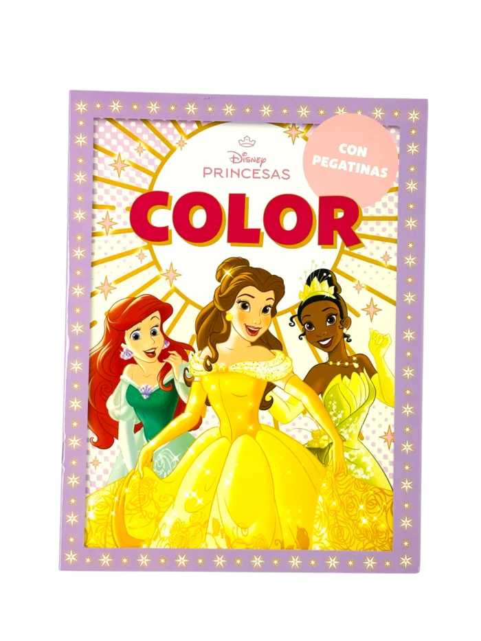 LIBRO COLOREAR CON PEGATINAS LICENCIAS - Princesas Disney lila