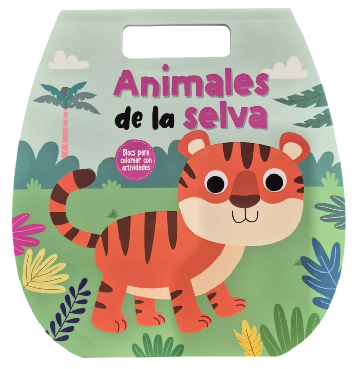 LIBRO MALETA TROQUELADO + PEGATINAS (Animales de la selva)